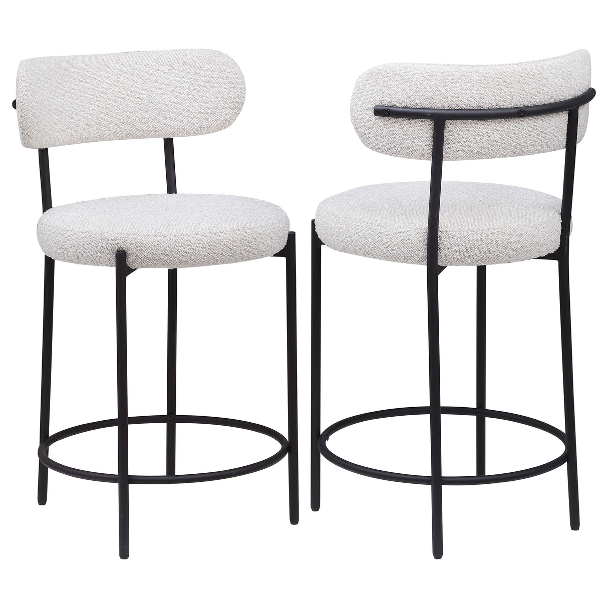 Furniture City Houma - Coaster - Viola Boucle Upholstered Counter Chair Cream (Set of 2) - 108188