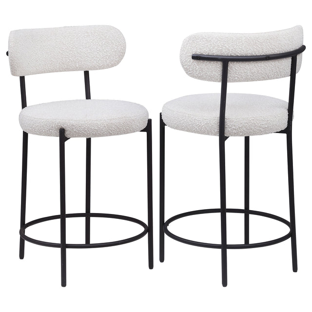 Furniture City Houma - Coaster - Viola Boucle Upholstered Counter Chair Cream (Set of 2) - 108188