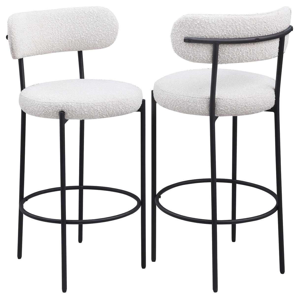 Furniture City Houma - Coaster - Viola Boucle Upholstered Bar Chair Cream (Set of 2) - 108189