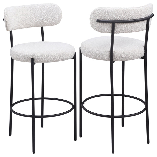 Furniture City Houma - Coaster - Viola Boucle Upholstered Bar Chair Cream (Set of 2) - 108189