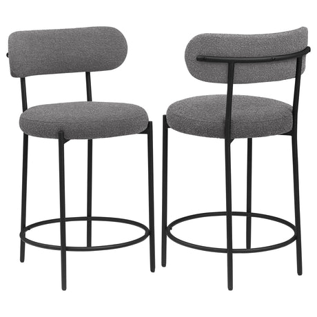 Furniture City Houma - Coaster - Viola Boucle Upholstered Counter Chair Grey (Set of 2) - 108198