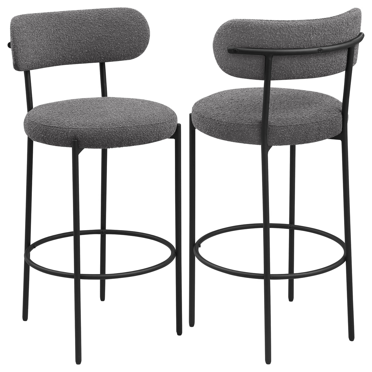 Furniture City Houma - Coaster - Viola Boucle Upholstered Bar Chair Grey (Set of 2) - 108199