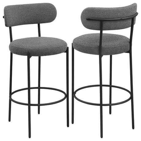 Furniture City Houma - Coaster - Viola Boucle Upholstered Bar Chair Grey (Set of 2) - 108199