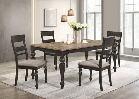 Furniture City Houma - Coaster - Bridget 5-piece Rectangular Dining Set Charcoal Sand Through - 108221-S5