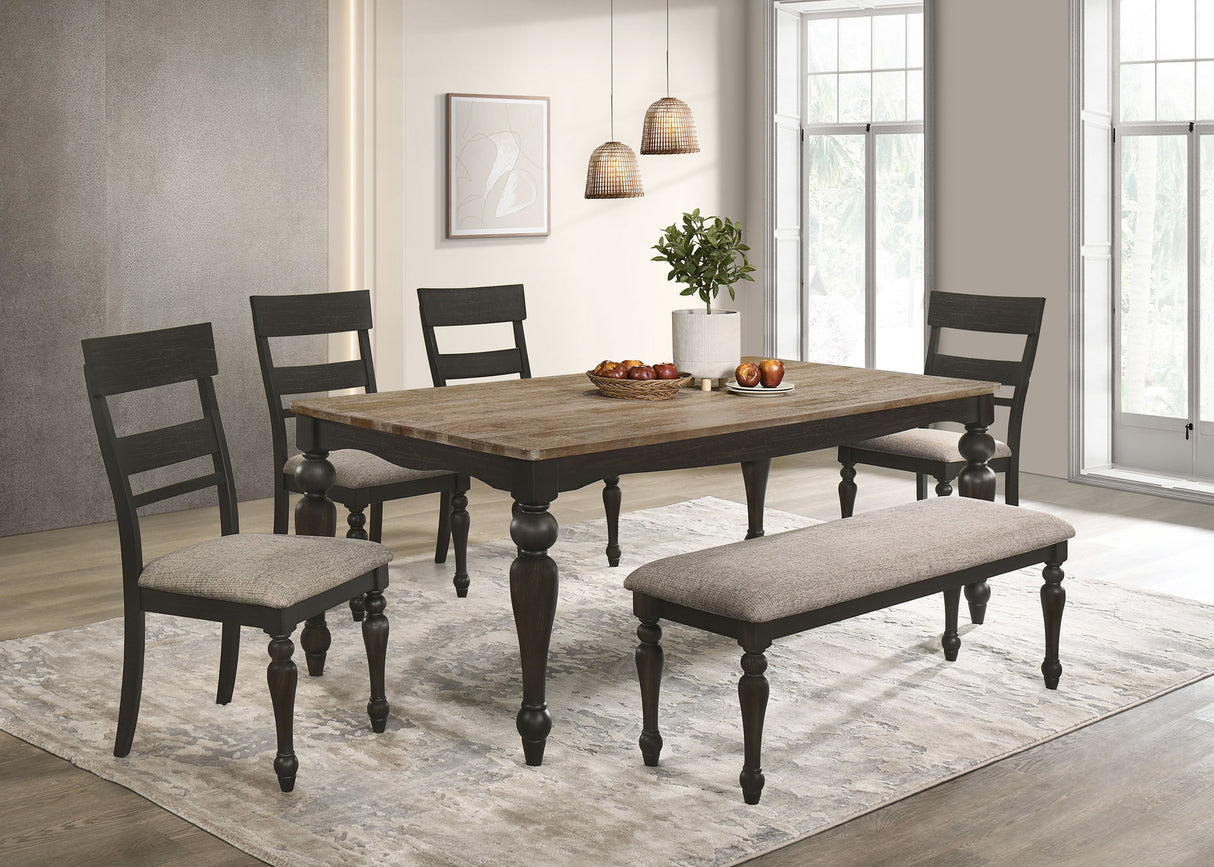 Furniture City Houma - Coaster - Bridget 6-piece Rectangular Dining Set Charcoal Sand Through - 108221-S6