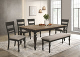 Furniture City Houma - Coaster - Bridget 6-piece Rectangular Dining Set Charcoal Sand Through - 108221-S6