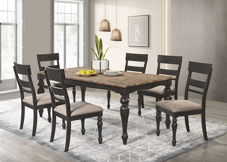 Furniture City Houma - Coaster - Bridget 7-piece Rectangular Dining Set Charcoal Sand Through - 108221-S7