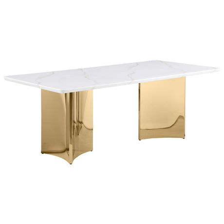 Furniture City Houma - Coaster - Tevlin Rectangular 79-inch Marble Top Dining Table White - 108261