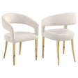 Furniture City Houma - Coaster - Galiano Velvet Upholstered Dining Arm Cream Beige (Set of 2) - 108282