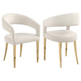 Furniture City Houma - Coaster - Galiano Velvet Upholstered Dining Arm Cream Beige (Set of 2) - 108282