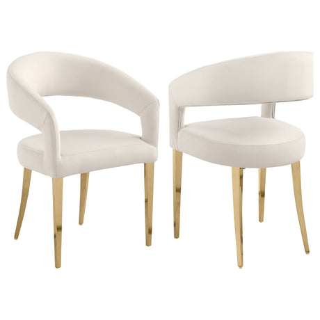 Furniture City Houma - Coaster - Galiano Velvet Upholstered Dining Arm Cream Beige (Set of 2) - 108282