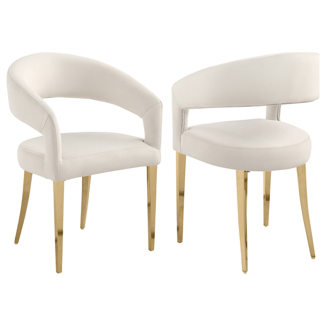Furniture City Houma - Coaster - Galiano Velvet Upholstered Dining Arm Cream Beige (Set of 2) - 108282