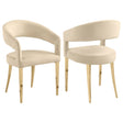Furniture City Houma - Coaster - Galiano Velvet Upholstered Dining Arm Chair Beige (Set of 2) - 108286