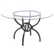 Furniture City Houma - Coaster - Aviano Round 48-inch Glass Top Metal Dining Table Gunmetal - 108291BG