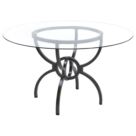 Furniture City Houma - Coaster - Aviano Round 48-inch Glass Top Metal Dining Table Gunmetal - 108291BG