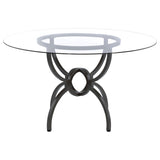 Aviano Round 48-inch Glass Top Metal Dining Table Gunmetal