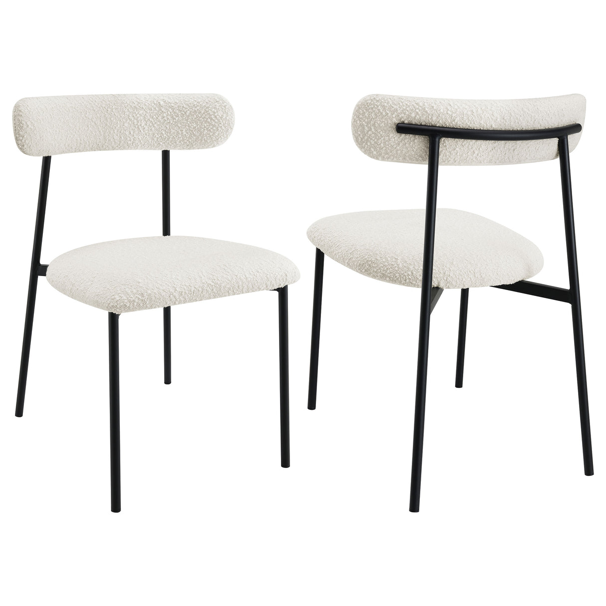 Furniture City Houma - Coaster - Anzio Boucle Upholstered Dining Side Chair White (Set of 2) - 108292