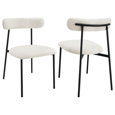 Furniture City Houma - Coaster - Anzio Boucle Upholstered Dining Side Chair White (Set of 2) - 108292