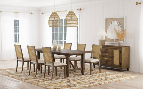 Furniture City Houma - Coaster - Matisse 7-piece Rectangular Dining Table Set Light Brown - 108311-S7
