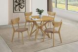 Furniture City Houma - Coaster - Elowen 5-piece Round Solid Wood Dining Set Light Walnut - 108440-S5