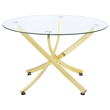 Furniture City Houma - Coaster - Beckham Round 46-inch Glass Top Dining Table Brass - 108441