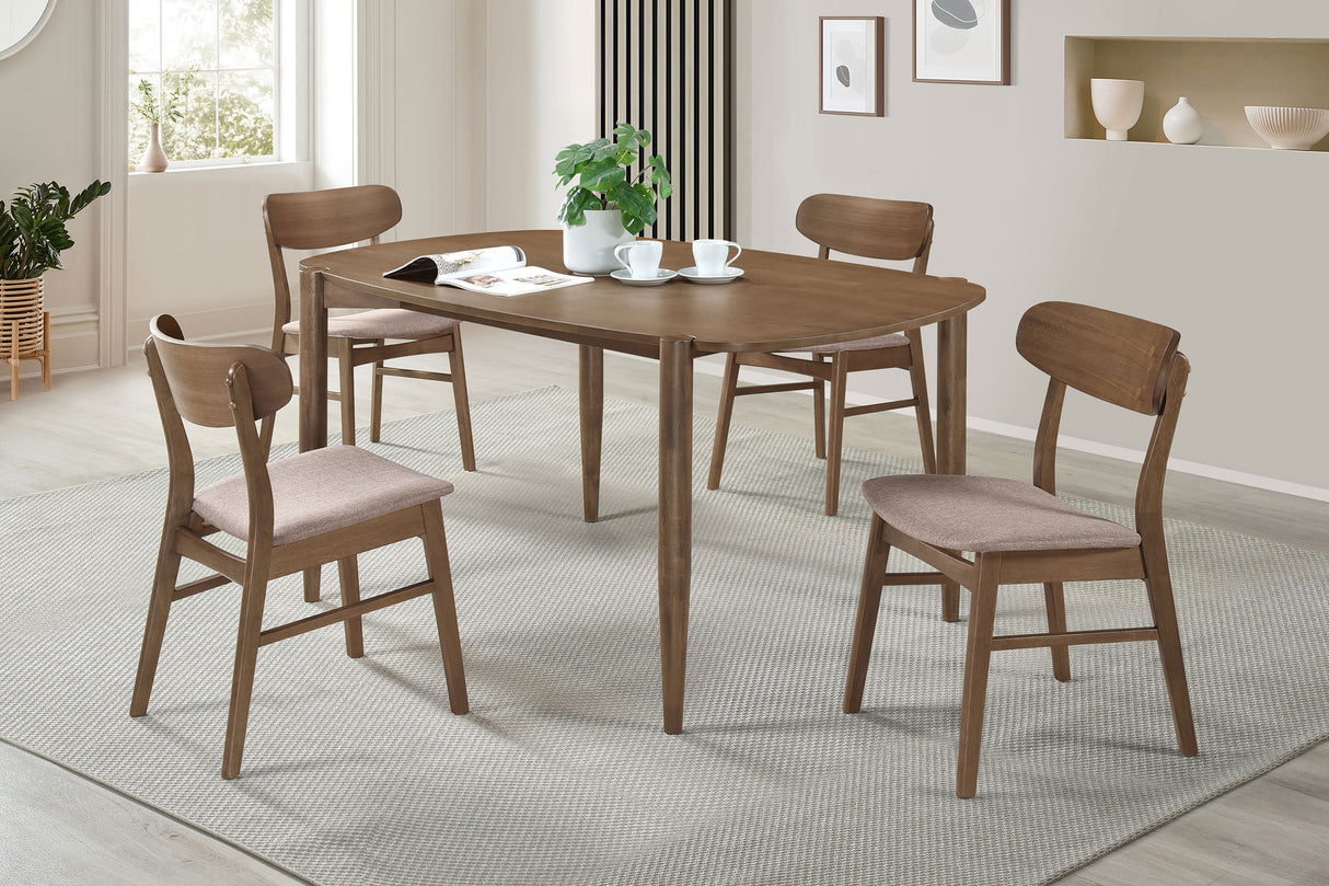 Furniture City Houma - Coaster - Dortch 5-piece Oval Solid Wood Dining Set Walnut - 108461-S5