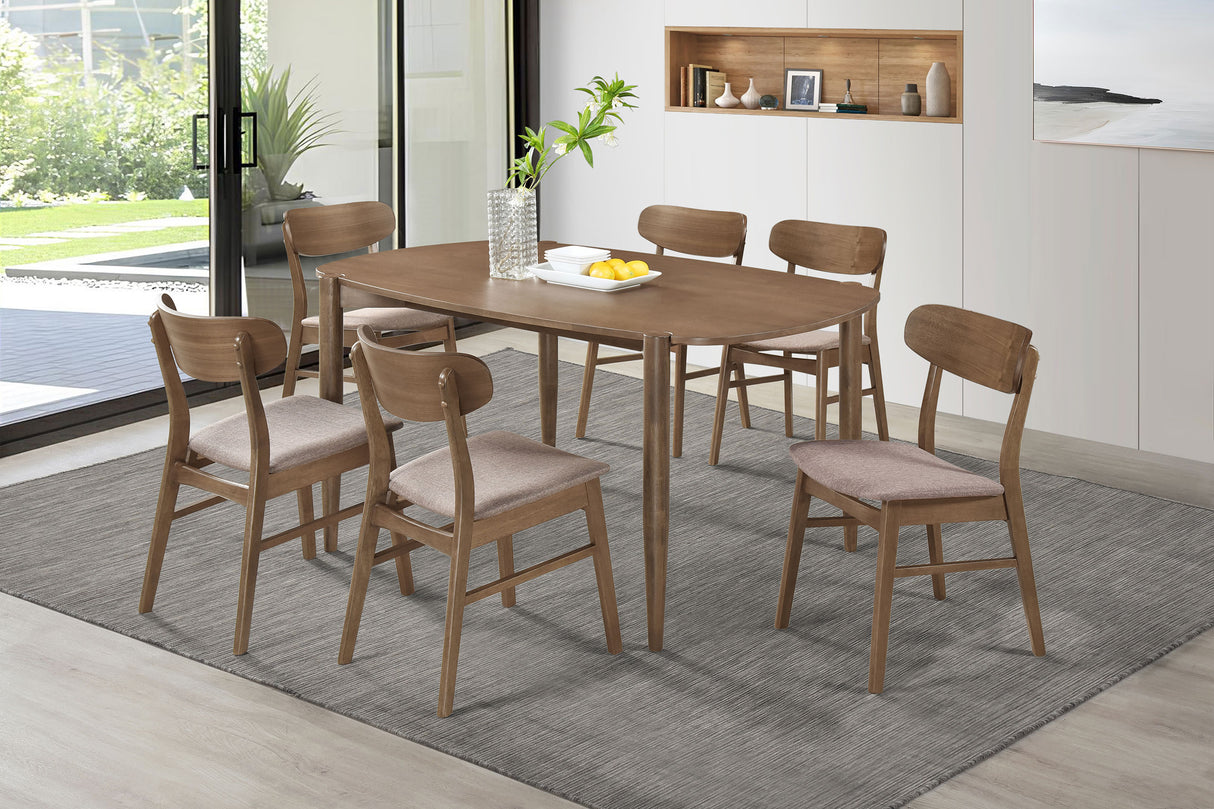 Furniture City Houma - Coaster - Dortch 7-piece Oval Solid Wood Dining Set Walnut - 108461-S7