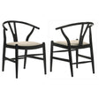 Furniture City Houma - Coaster - Crestmont Wood Wishbone Dining Side Chair Black (Set of 2) - 108482