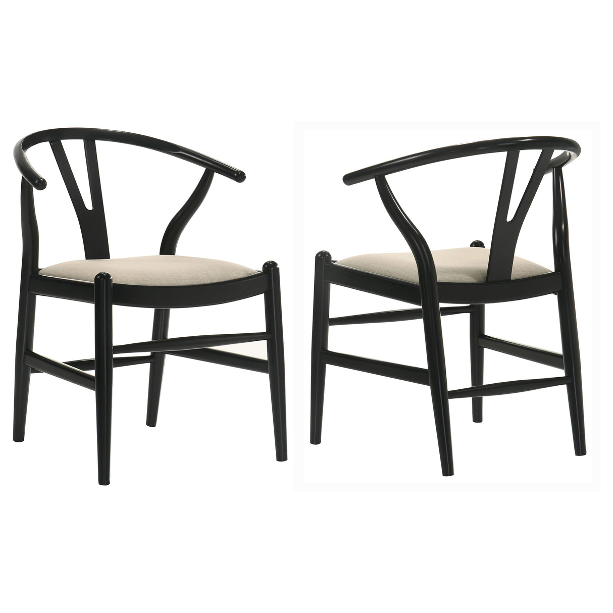 Furniture City Houma - Coaster - Crestmont Wood Wishbone Dining Side Chair Black (Set of 2) - 108482