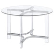 Furniture City Houma - Coaster - Keeling 47-inch Round Glass Top Acrylic Dining Table Chrome - 108501