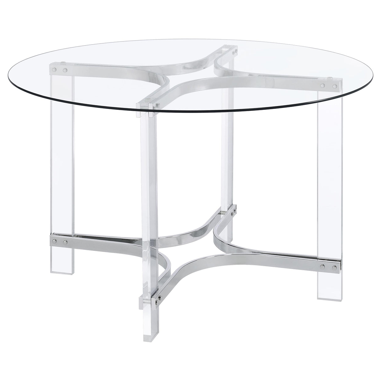 Furniture City Houma - Coaster - Keeling 47-inch Round Glass Top Acrylic Dining Table Chrome - 108501