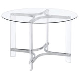 Furniture City Houma - Coaster - Keeling 47-inch Round Glass Top Acrylic Dining Table Chrome - 108501