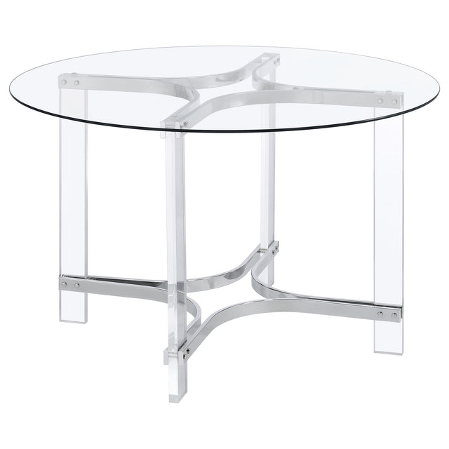Furniture City Houma - Coaster - Keeling 47-inch Round Glass Top Acrylic Dining Table Chrome - 108501