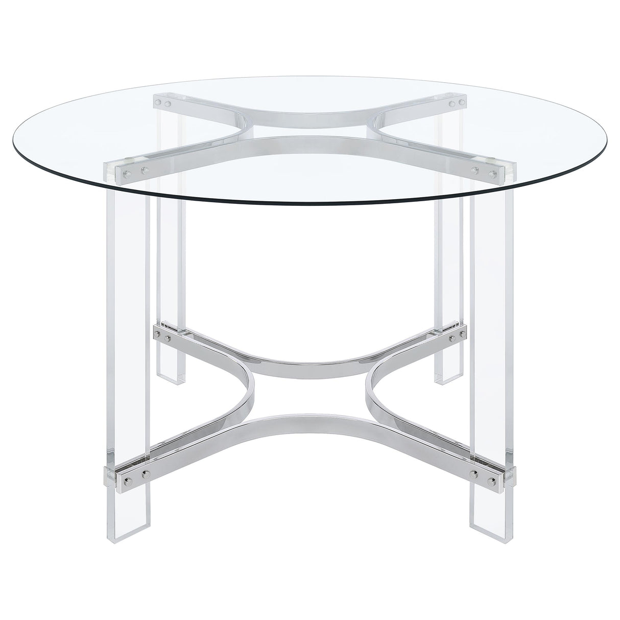 Keeling 47-inch Round Glass Top Acrylic Dining Table Chrome