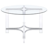 Keeling 47-inch Round Glass Top Acrylic Dining Table Chrome