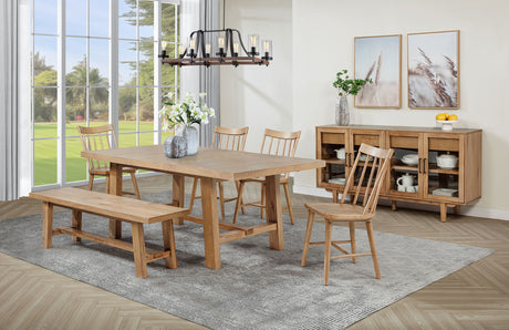 Furniture City Houma - Coaster - Middleton 6-piece Extension Leaf Dining Set Natural Brown - 108540-S6N