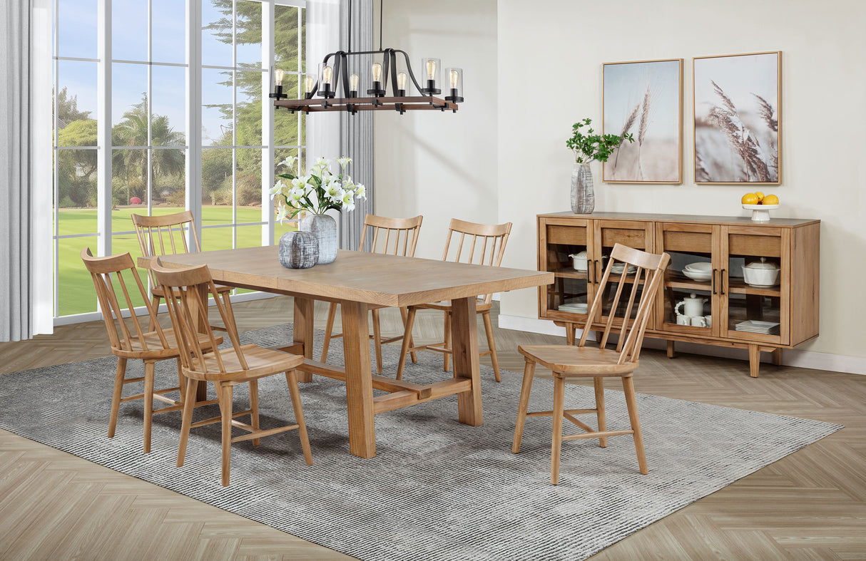 Furniture City Houma - Coaster - Middleton 7-piece Extension Leaf Dining Set Natural Brown - 108540-S7N