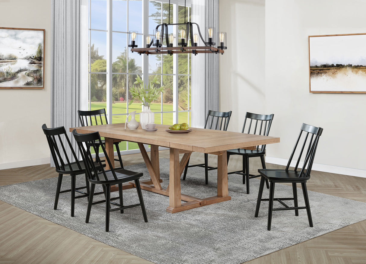 Furniture City Houma - Coaster - Middleton 7-piece Extension Leaf Dining Set Brown and Black - 108541-S7B