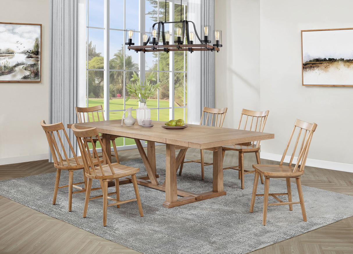 Furniture City Houma - Coaster - Middleton 7-piece Extension Leaf Dining Set Natural Brown - 108541-S7N