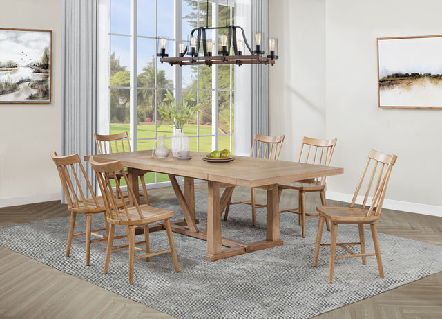 Furniture City Houma - Coaster - Middleton 7-piece Extension Leaf Dining Set Natural Brown - 108541-S7N