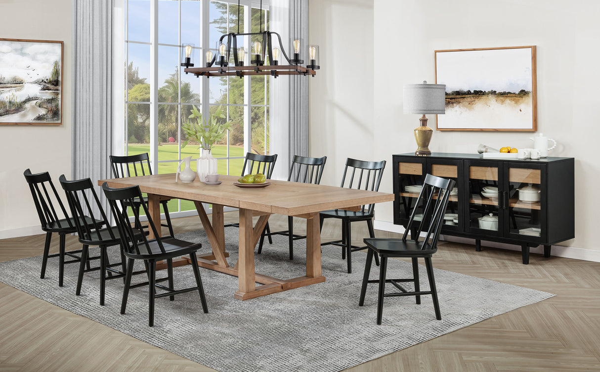Furniture City Houma - Coaster - Middleton 9-piece Extension Leaf Dining Set Brown and Black - 108541-S9B