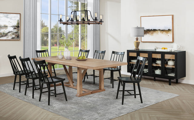 Furniture City Houma - Coaster - Middleton 9-piece Extension Leaf Dining Set Brown and Black - 108541-S9B