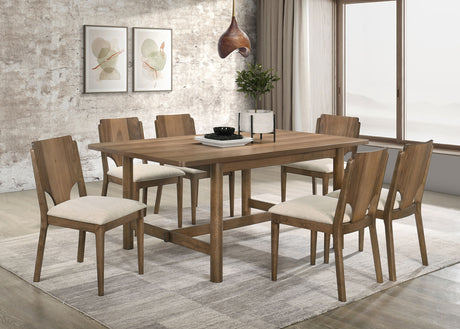Furniture City Houma - Coaster - Crestmore 7-piece Rectangular Dining Table Set Walnut - 108571-S7