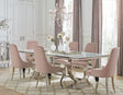 Furniture City Houma - Coaster - Antoine 7-piece Rectangular Glass Top Dining Table Set Pink - 108811-S7P