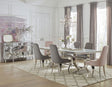 Furniture City Houma - Coaster - Antoine 7-piece Rectangular Glass Top Dining Set Grey & Pink - 108811-S7
