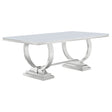 Furniture City Houma - Coaster - Antoine Rectangular 95-inch Glass Top Dining Table White - 108811