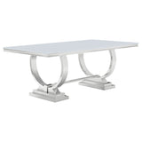 Furniture City Houma - Coaster - Antoine Rectangular 95-inch Glass Top Dining Table White - 108811