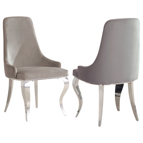 Furniture City Houma - Coaster - Antoine Velvet Upholstered Dining Side Chair Grey (Set of 2) - 108812