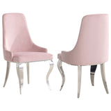 Furniture City Houma - Coaster - Antoine Velvet Upholstered Dining Side Chair Pink (Set of 2) - 108813