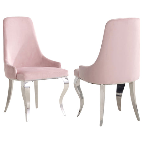 Furniture City Houma - Coaster - Antoine Velvet Upholstered Dining Side Chair Pink (Set of 2) - 108813
